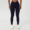 Gathered Cross Waist Yoga Pants for Women, Crossover Athletic Workout Leggings