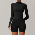 Custom Logo Hot Sale Gym Full Zip up Thumb Hole Jacket Butt Scrunch Yoga Gym Outfits 2 Piece Set Slim Fit Tracksuit