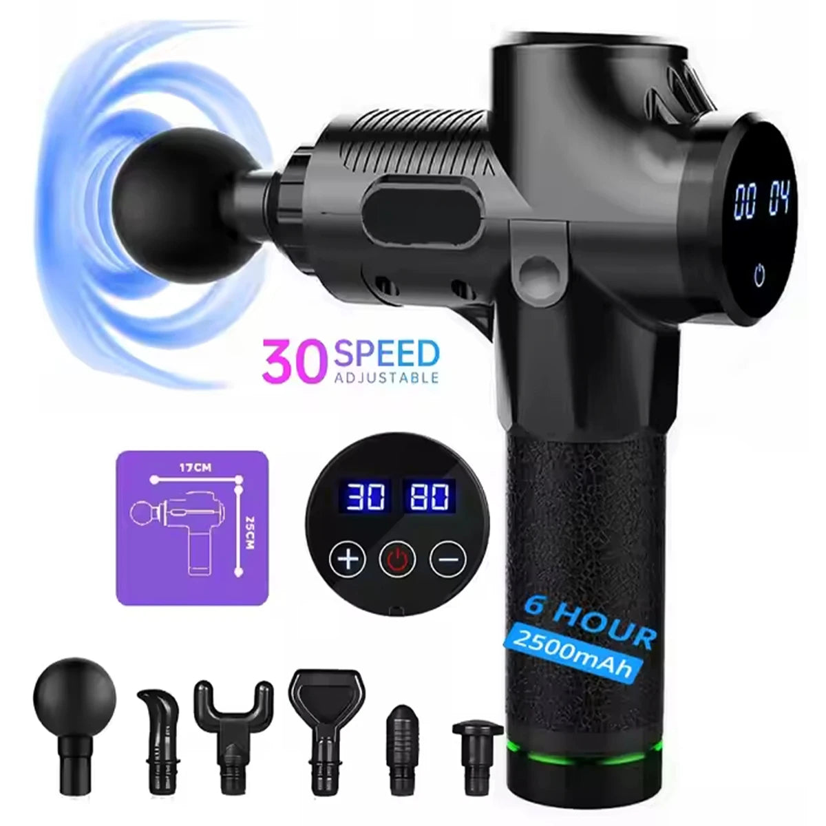 Percussio LCD Electric Massage Fascia Gun Body Muscle Relaxation for Neck Back Foot Leg Shoulder Massager Gun Cordless Handheld