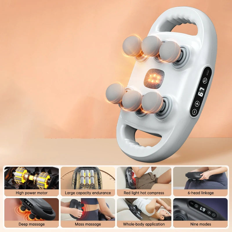 6 Head High Frequency Quality Massage Gun Deep Tissue Vibration Body Muscle Massage Gun Heat