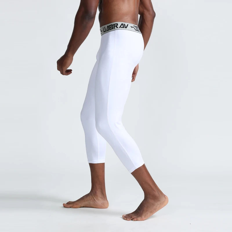 Custom Compression Mens Leggings Sport Fitness Nylon Jogger Sweatpants High Quality Spandex Compression  Running Sport Wear