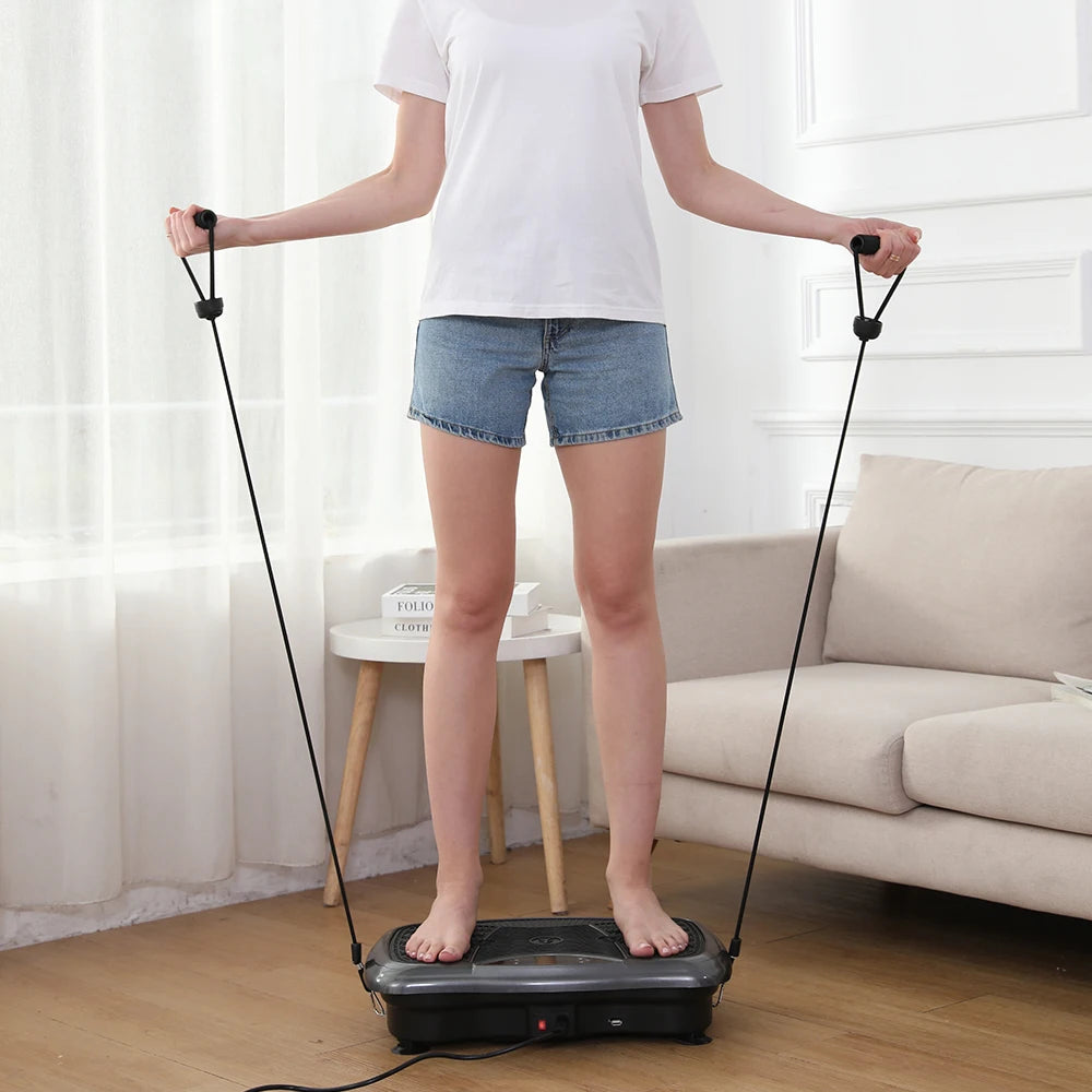 Home Use Whole-Body Fitness Platform Electromagnetic Vibrating Exercise Plate with 200W Motor and 1-180 Speed Levels for Workout