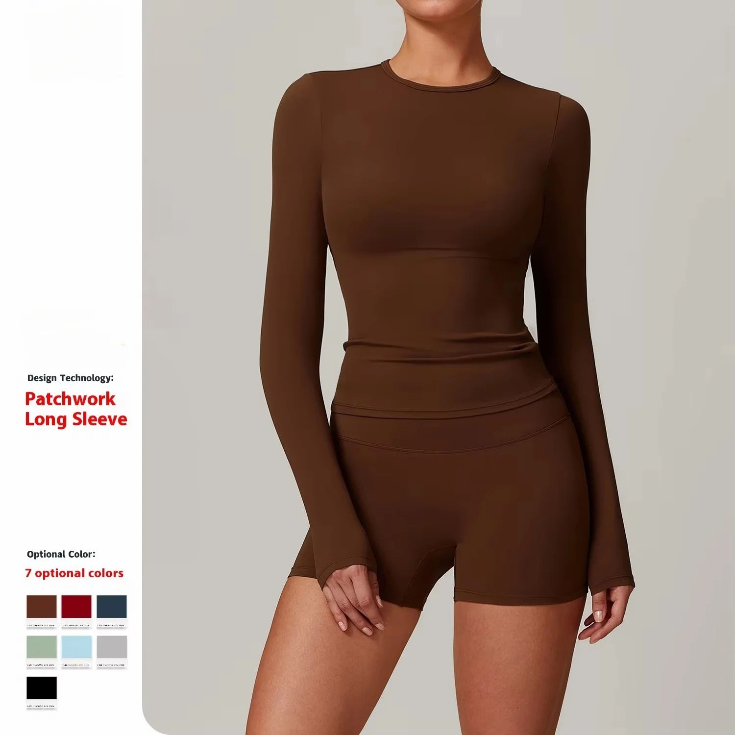 2057 Women's Seamless Nylon Spandex Bodysuit Long Sleeve Slim Fit Yoga Jumpsuit Athletic Stretch Gym Tank Top Shorts Essential
