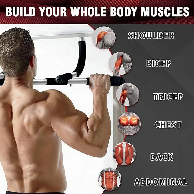Pull up Bar Wall Mounted - Chin up Fitness Station With Foam Padded Hand Grips for Extra Comfort - Home Gym Equipment Training