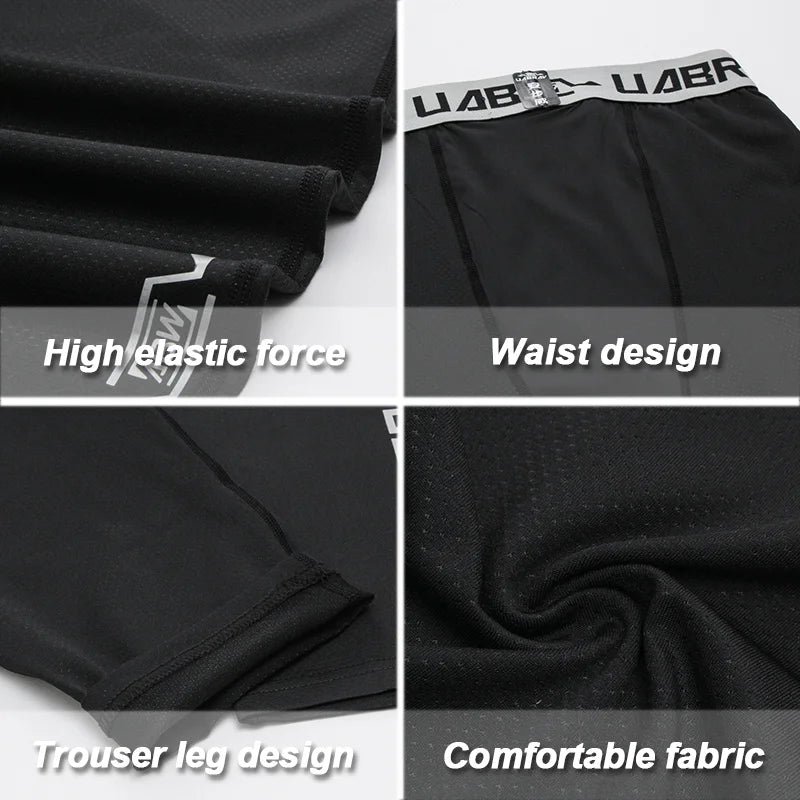 Custom Compression Mens Leggings Sport Fitness Nylon Jogger Sweatpants High Quality Spandex Compression  Running Sport Wear