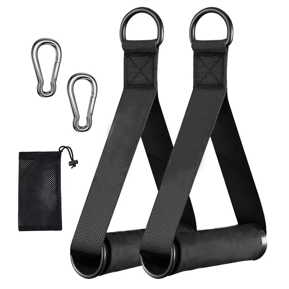 Custom Logo Upgraded Gym Handles Fitness Accessory Set Nylon Webbing Foam Handle PVC Metallic Rubber Fabric Pull-Up Handle