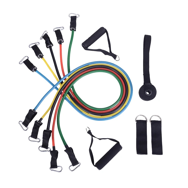 11 Pcs Durable Comfortable Latex Elastic Workout Tube Band Loop Resistance Bands Sets Fitness Gym Exercise Equipment Training