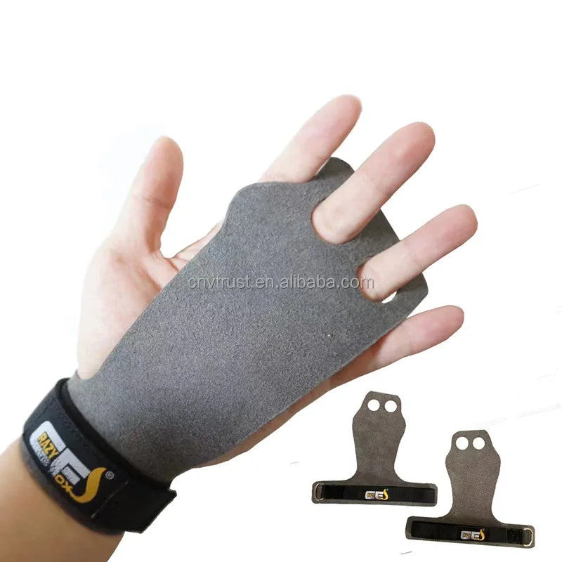 2 Hole Hand Grips Gym Fitness Carbon Cross Fit Gymnastics Hand Grips Microfiber Leather Cow Leather