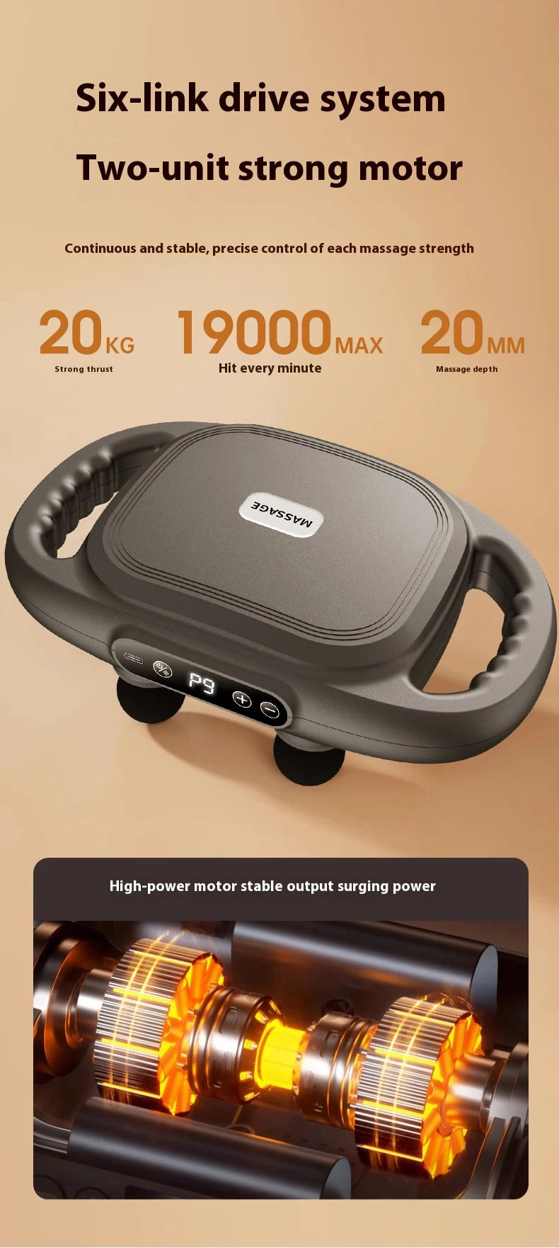 6 Head High Frequency Quality Massage Gun Deep Tissue Vibration Body Muscle Massage Gun Heat