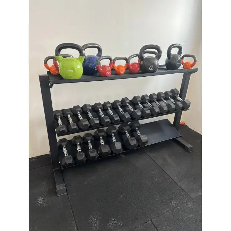 Durable Steel Three-Layer Kettlebell Rack Multifunctional Commercial Fitness Instruction for Gym Private Studio Training