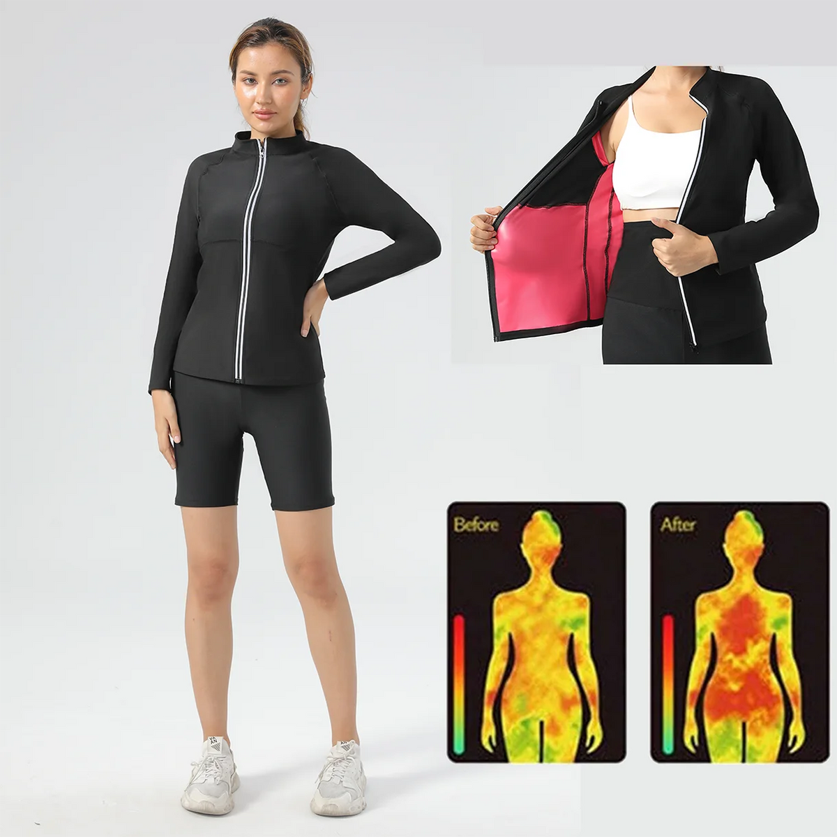 Sauna Suit Women Workout Weight Loss Sauna Jacket Speed up Sweating Fitness Jacket Fat Burning Slimming Sport Wear