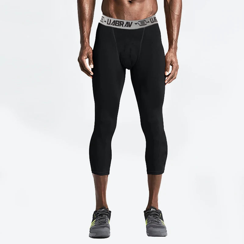 Custom Compression Mens Leggings Sport Fitness Nylon Jogger Sweatpants High Quality Spandex Compression  Running Sport Wear