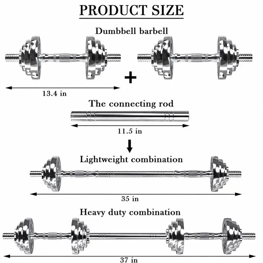 Factory Custom Electroplate Chrome Adjustable Dumbbell Barbell Combo Set Convertible Lightweights with Carry Box for Fitness
