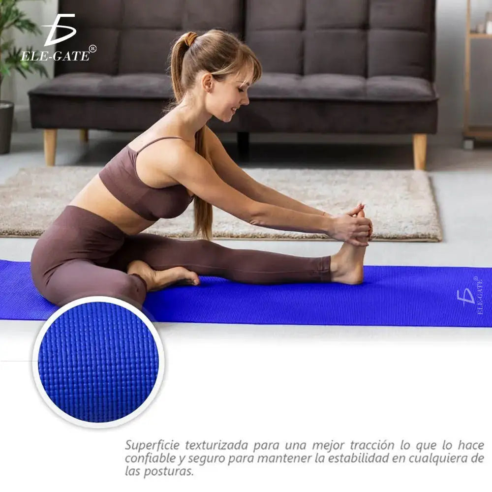 Portable TPE Yoga Mat 3mm Thick with Carrying Strap for Pilates Fitness Exercise Relaxation