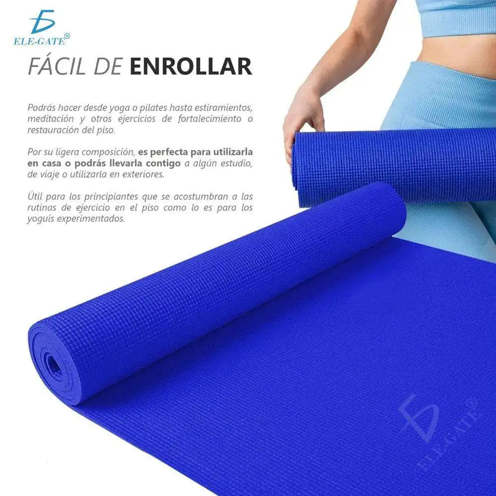Portable TPE Yoga Mat 3mm Thick with Carrying Strap for Pilates Fitness Exercise Relaxation