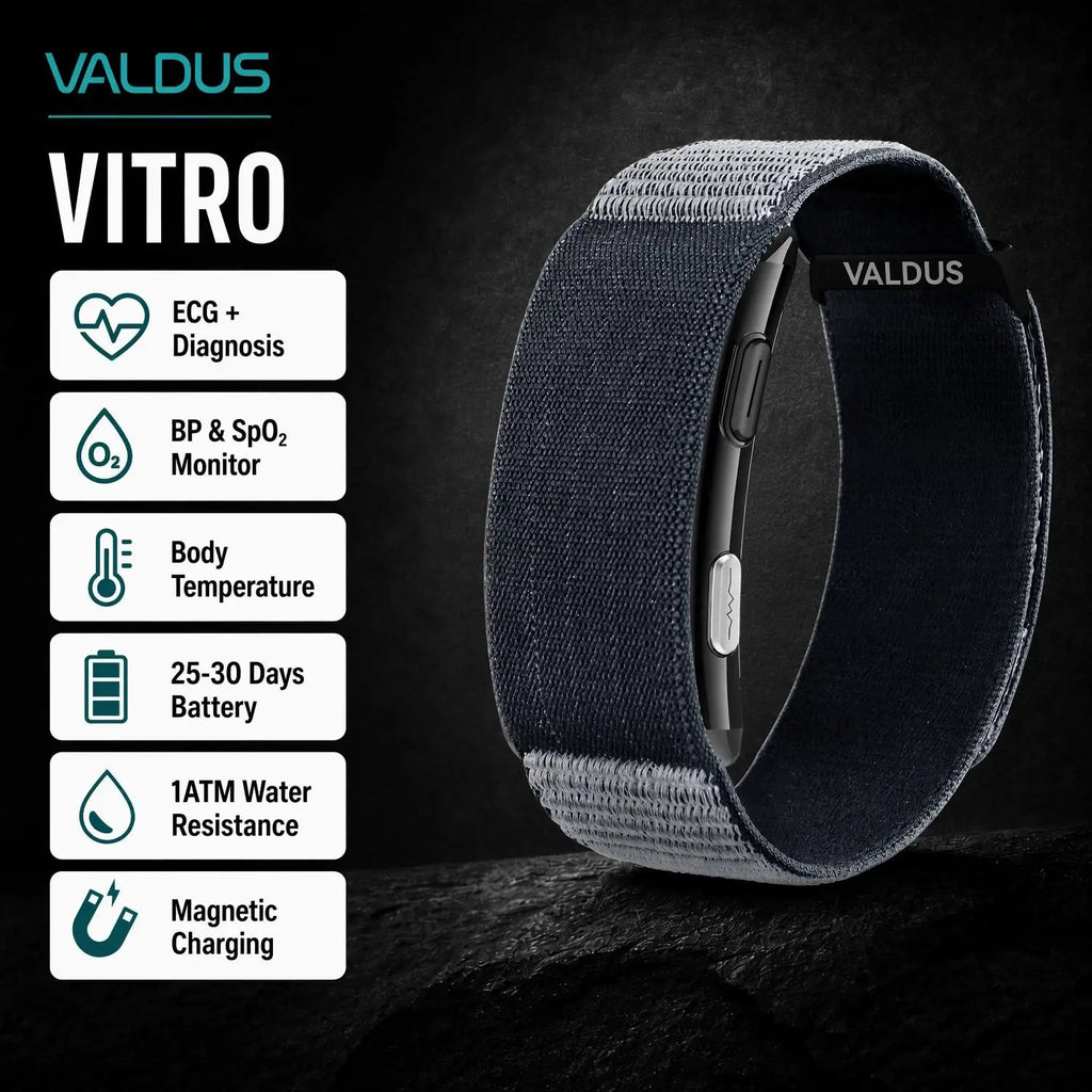 VALDUS Long Batterylife VITRO 2025 ODM/OEM Screenless ECG Health Designed for Every Activity Smart Fitness Tracker Band Bracelet