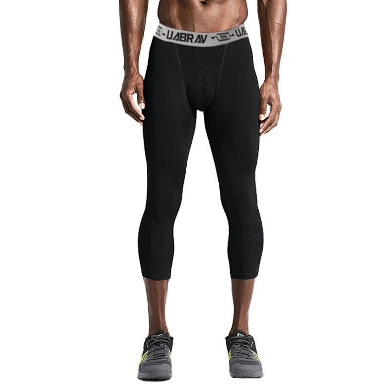 Custom Compression Mens Leggings Sport Fitness Nylon Jogger Sweatpants High Quality Spandex Compression  Running Sport Wear