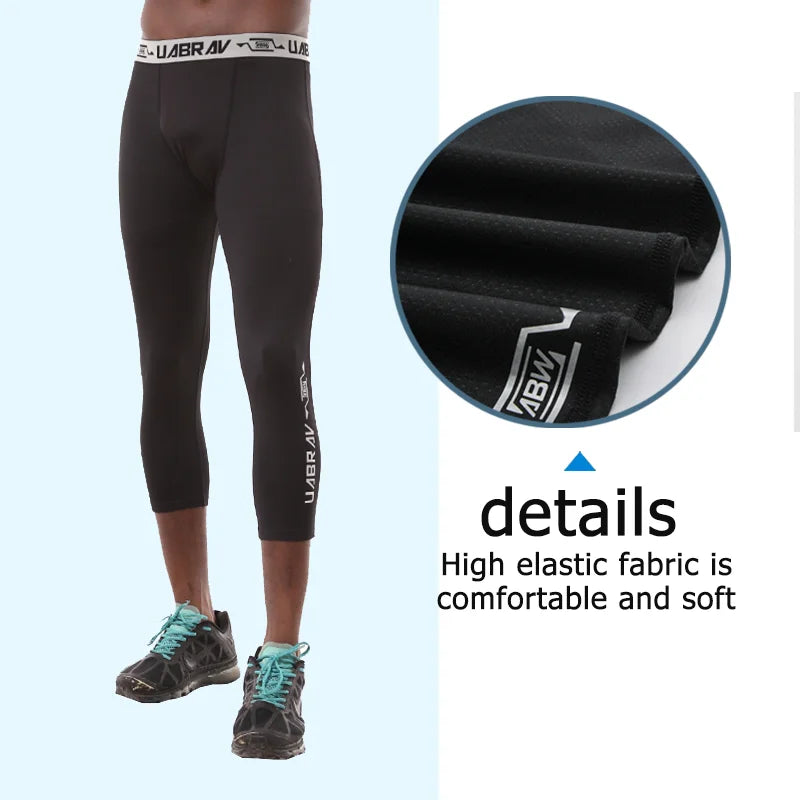 Custom Compression Mens Leggings Sport Fitness Nylon Jogger Sweatpants High Quality Spandex Compression  Running Sport Wear