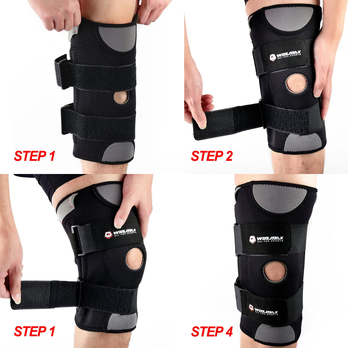 Win.max Professional Neoprene Knee Sleeve with Adjustable Elastic Tape Non-Slip Unisex Support for Fitness Exercise