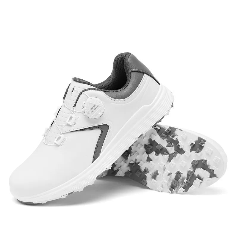 White Dingless Golf Shoes with Cotton Lining Breathable Golf Training Sneakers