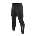 Men's Double Layers 2 in 1 Running Pants Compression Athletic Pants Baselayer Workout Legging With Zipper Pockets