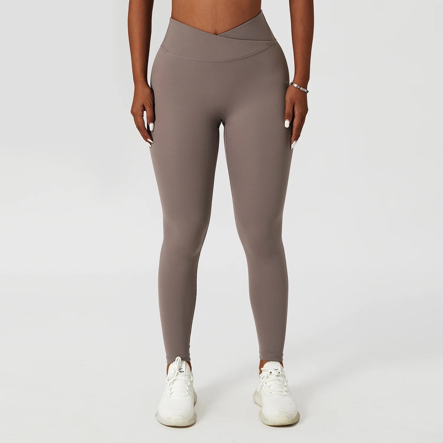 Gathered Cross Waist Yoga Pants for Women, Crossover Athletic Workout Leggings
