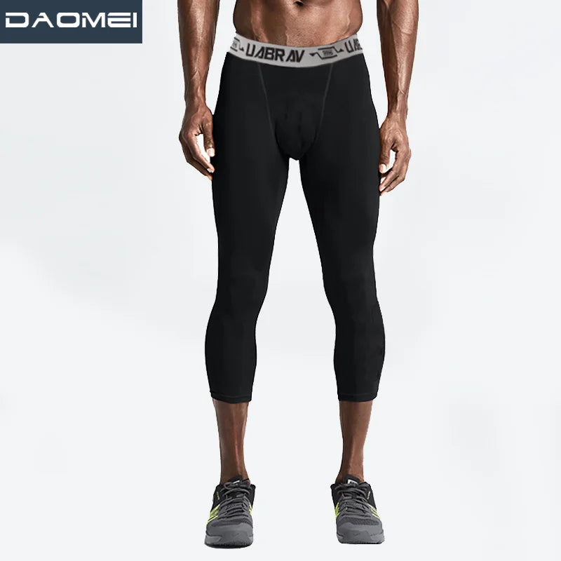 Custom Compression Mens Leggings Sport Fitness Nylon Jogger Sweatpants High Quality Spandex Compression  Running Sport Wear