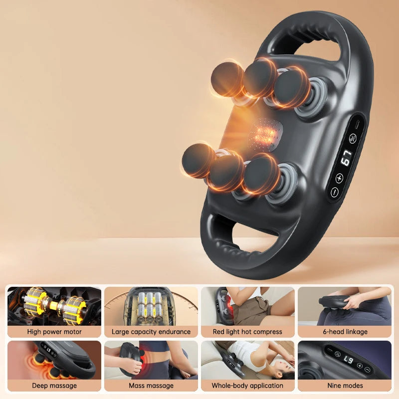 6 Head High Frequency Quality Massage Gun Deep Tissue Vibration Body Muscle Massage Gun Heat