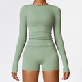 Wholesale Women Four-Way-Stretch Sport Yoga Pilates Slim Fit Luxury High Support High Quality Solid Long Sleeve Tops for Women