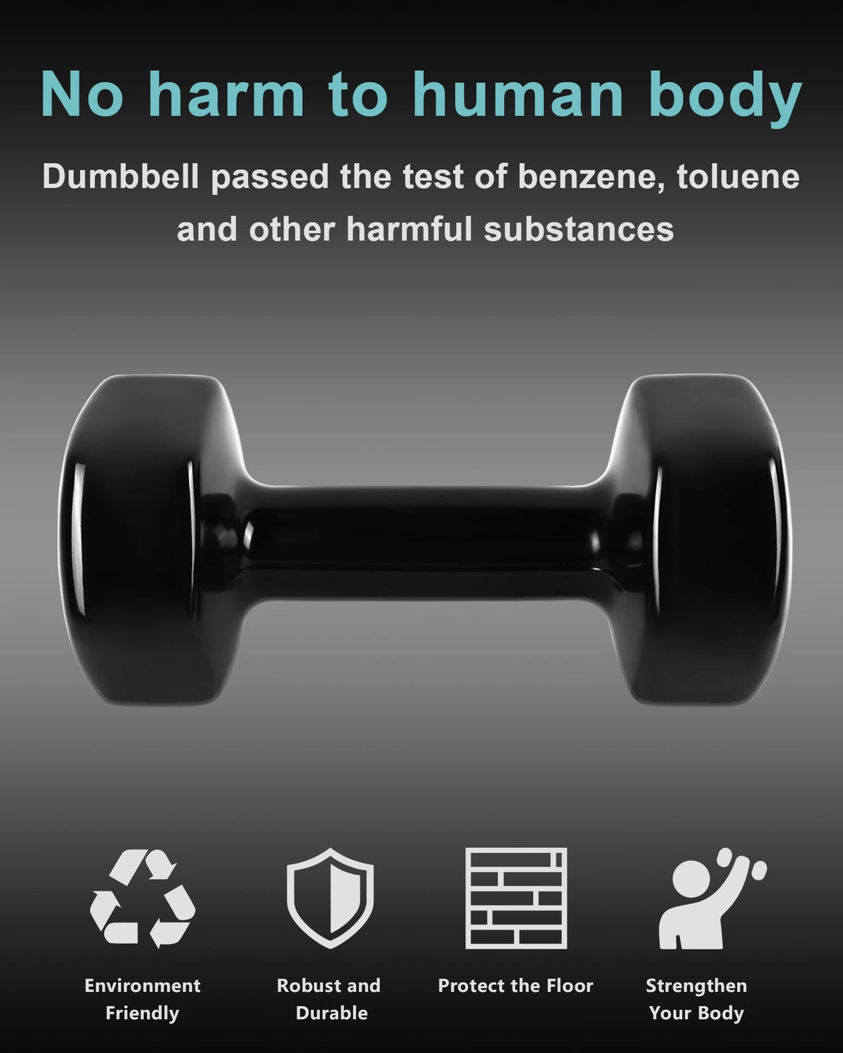 High Quality Indoor Dip-Coated Free Weight Dumbbells with Neoprene/PVC Coating 1kg for Home Gym Fitness Training
