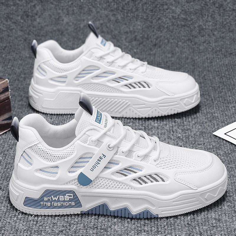 Men's Summer Mesh Breathable Versatile Casual Niche Canvas Sneakers Student Sports Height-Increasing White Trendy Shoes