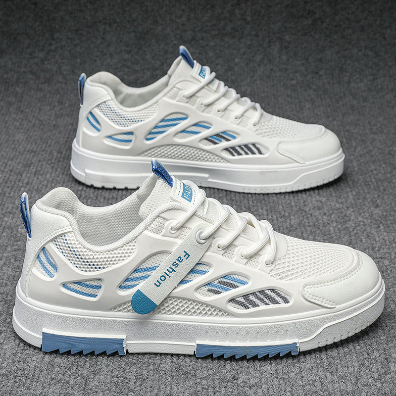 Men's Summer Mesh Breathable Versatile Casual Niche Canvas Sneakers Student Sports Height-Increasing White Trendy Shoes