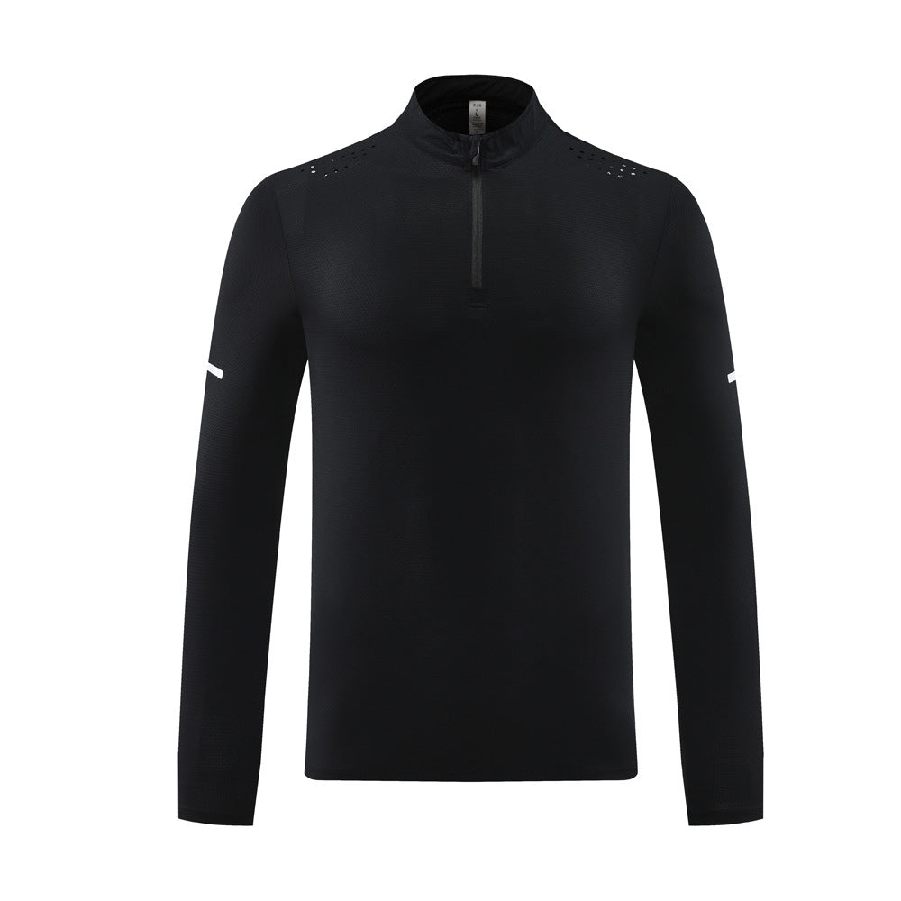 Autumn New Half-Zip Breathable Outdoor Leisure Sports Fitness Long-Sleeved Sports Quick-Drying Clothing Men's Long-Sleeved Tops