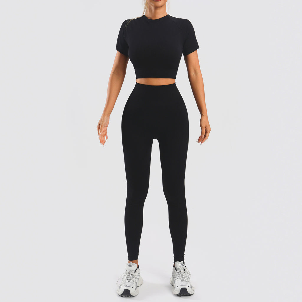 Amazon Sports Small Strap Push-up Bra Vest Short-sleeved High Waist Hip-up Trousers Fitness Yoga Sports Pants