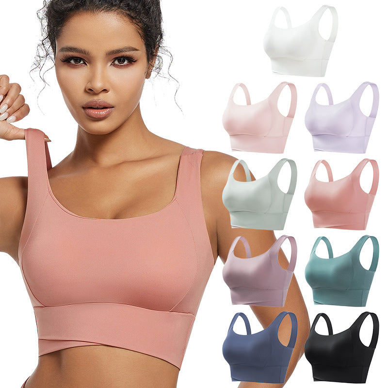 Sports Underwear Women's Fitness Running Shockproof Yoga Beauty Vest plus size No Steel Ring Anti-sagging Push-up Sports Bra