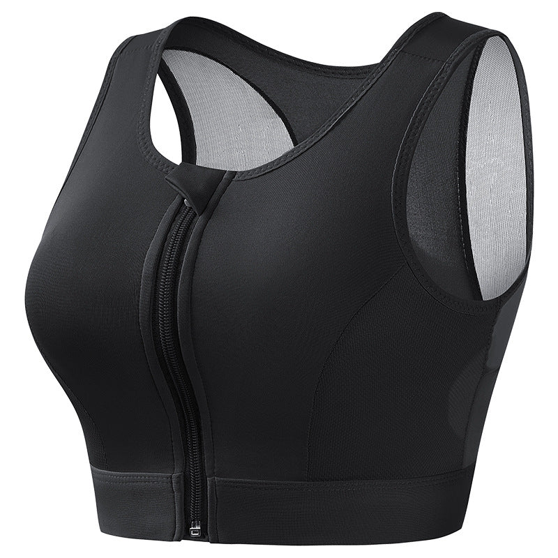 Sports bra women's high-strength shockproof push-up running zipper sports underwear with pad wireless yoga beauty vest