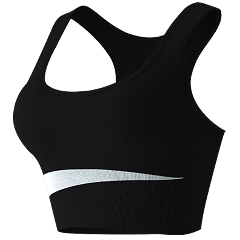 Contrast Color Beautiful Back Sports Bra for Women Without Rims Shock-Proof Vest Push-Up Fitness Running Yoga Quick-Drying Sports Bra