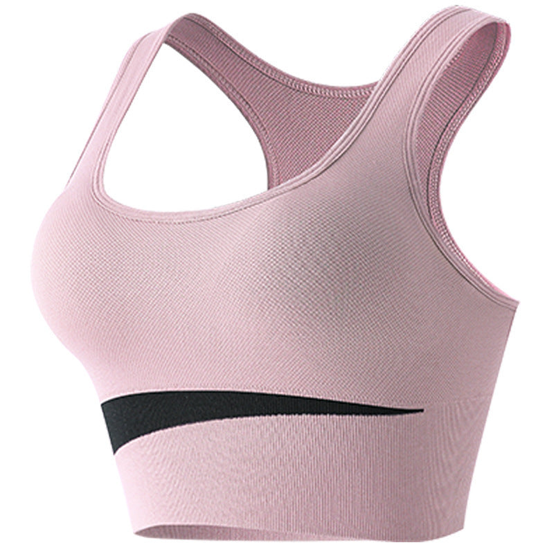 Contrast Color Beautiful Back Sports Bra for Women Without Rims Shock-Proof Vest Push-Up Fitness Running Yoga Quick-Drying Sports Bra