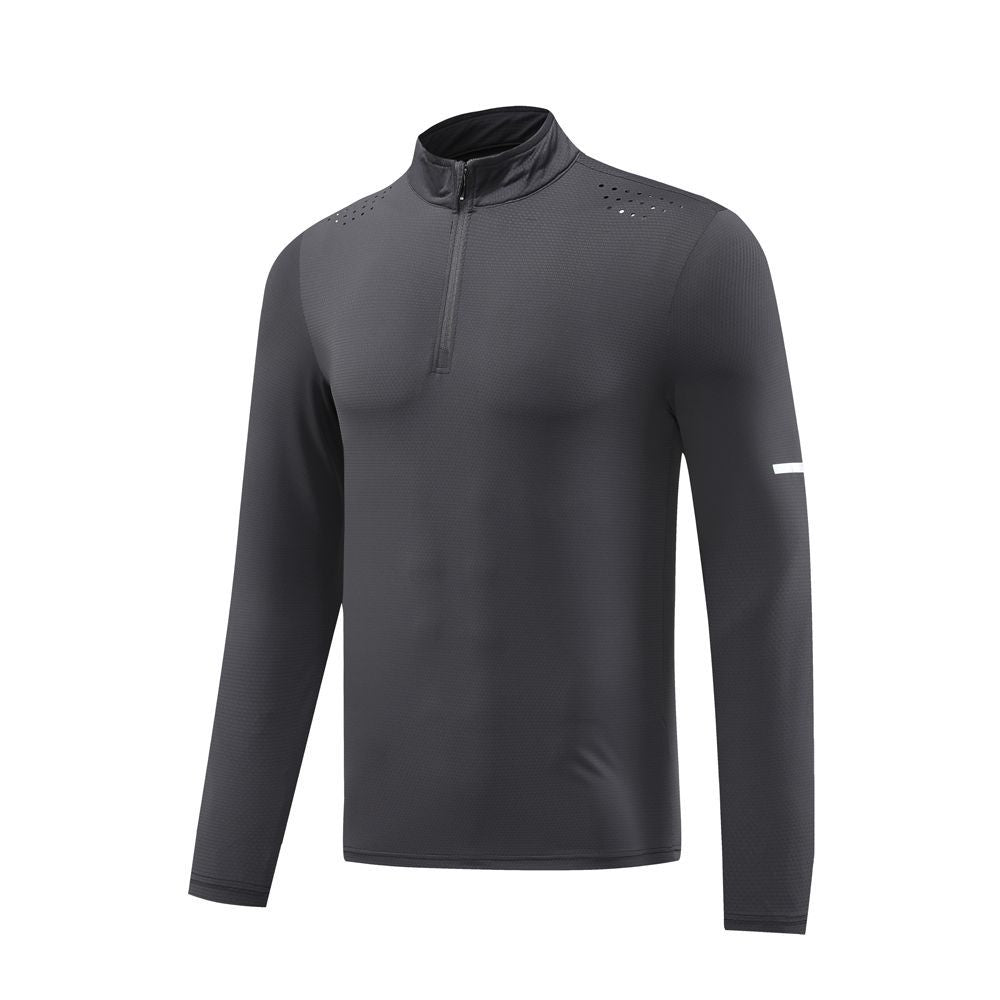 Autumn New Half-Zip Breathable Outdoor Leisure Sports Fitness Long-Sleeved Sports Quick-Drying Clothing Men's Long-Sleeved Tops