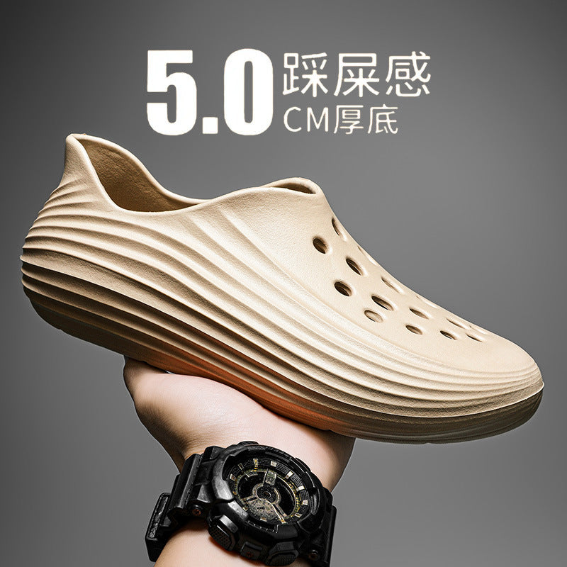 All-inclusive sports slippers breathable sandals 2025 new summer hole shoes men's and women's non-slip outer wear thick-soled beach shoes