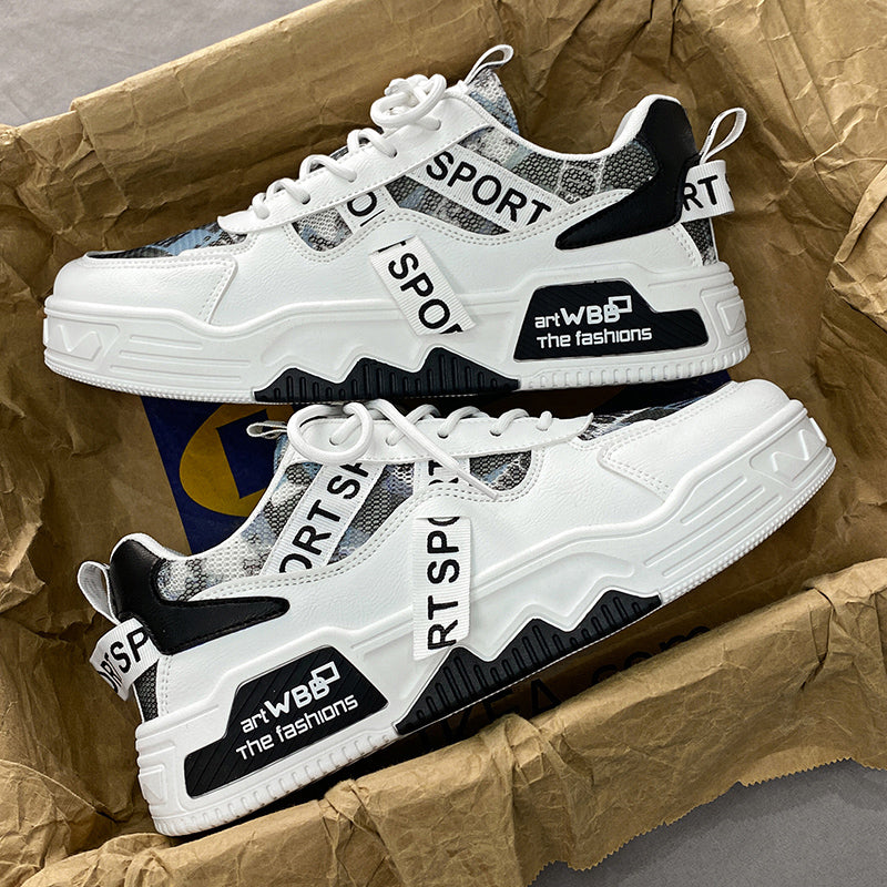 Men's Summer Mesh Breathable Versatile Casual Niche Canvas Sneakers Student Sports Height-Increasing White Trendy Shoes