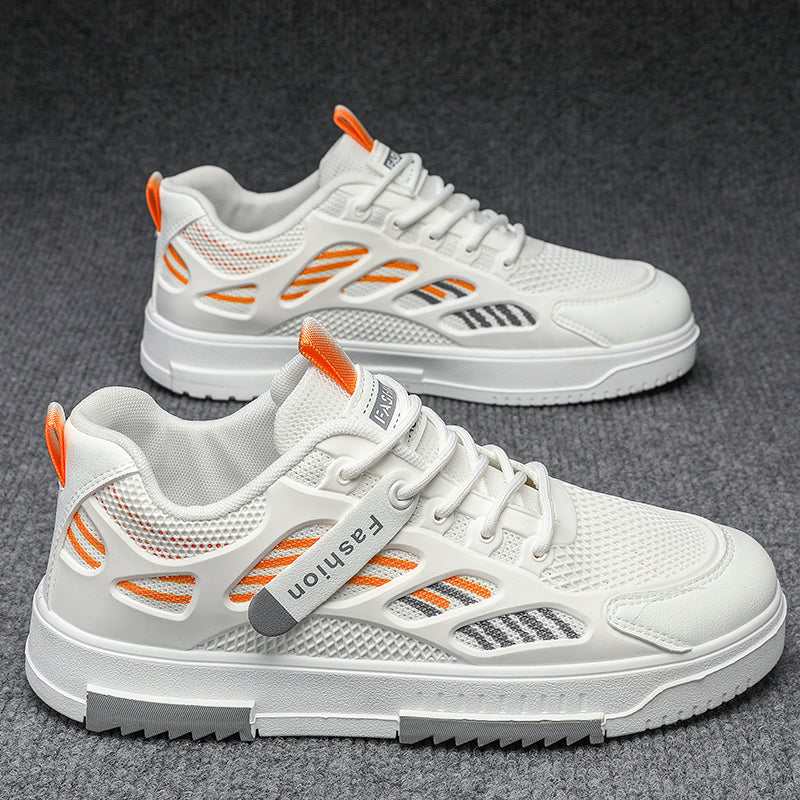 Men's Summer Mesh Breathable Versatile Casual Niche Canvas Sneakers Student Sports Height-Increasing White Trendy Shoes