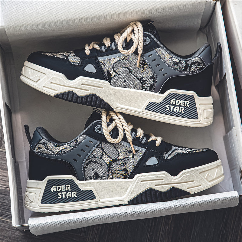 Men's Summer Mesh Breathable Versatile Casual Niche Canvas Sneakers Student Sports Height-Increasing White Trendy Shoes
