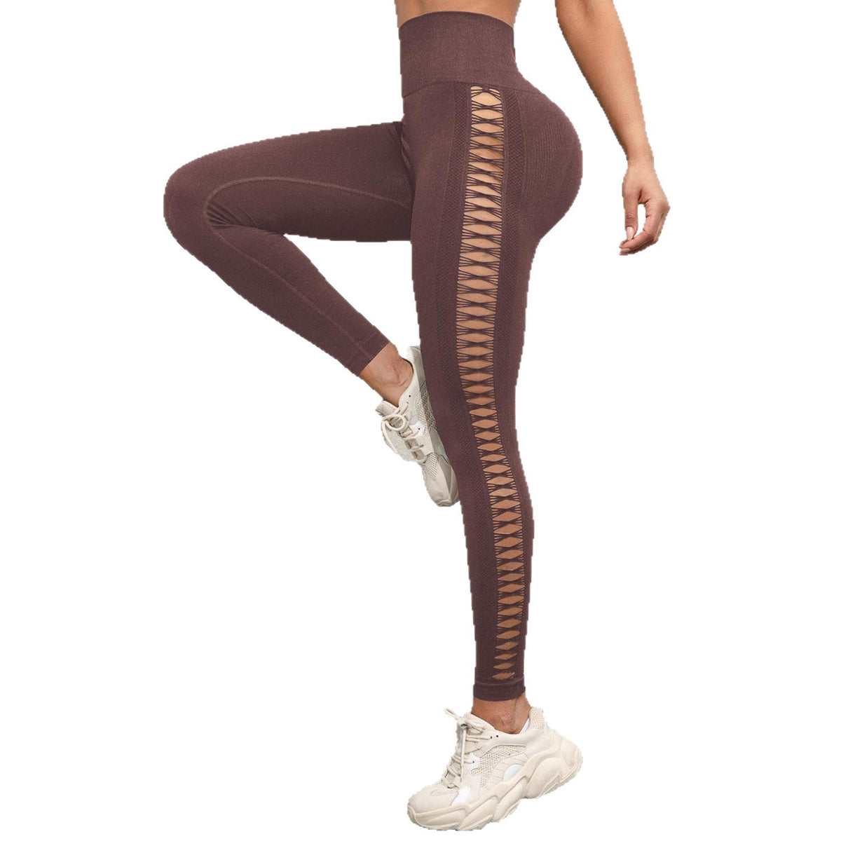 New Sports Tie-Dye Side Hollow Yoga Trousers Fashion High Waist Hip-lifting Sports Pants Seamless Stretch Leggings
