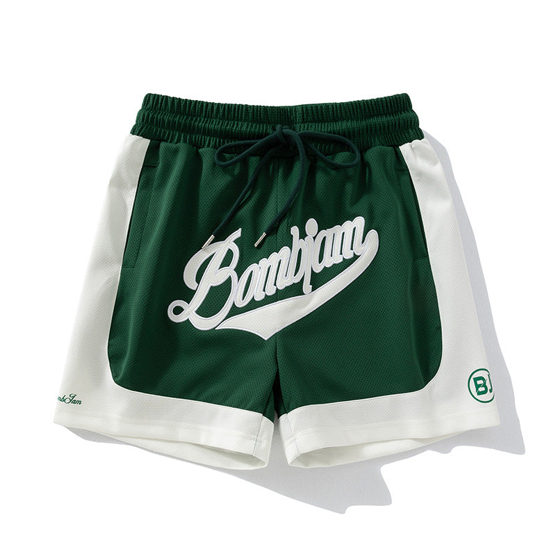 Trendy Brand Training Sports Pants Men's Summer American Loose Running Mesh Quick-Drying Sports Shorts Contrasting Color Summer Basketball Pants