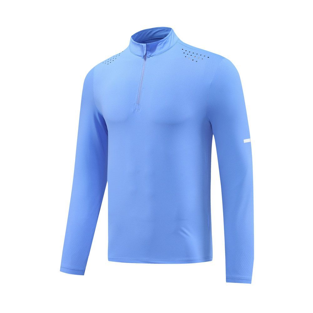 Autumn New Half-Zip Breathable Outdoor Leisure Sports Fitness Long-Sleeved Sports Quick-Drying Clothing Men's Long-Sleeved Tops