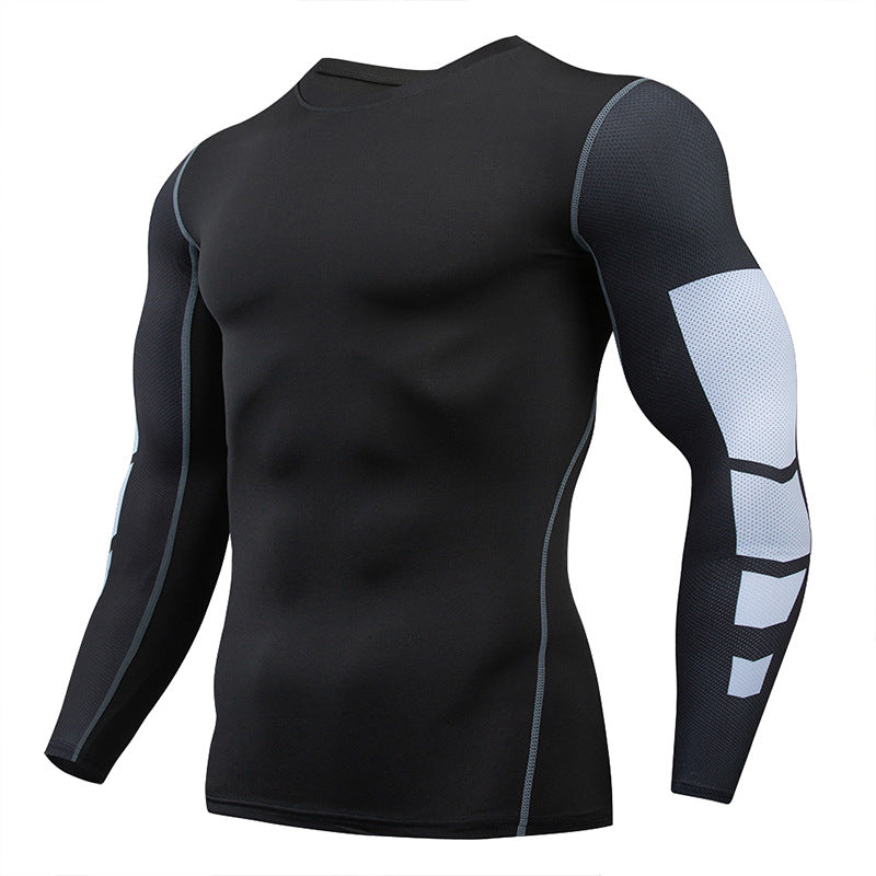 2025 new in stock quick-drying breathable outdoor running sports compression tight fitness training printed long sleeve top