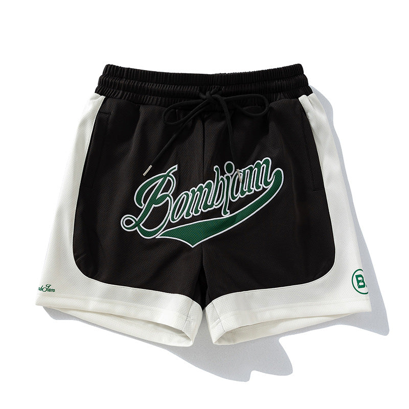 Trendy Brand Training Sports Pants Men's Summer American Loose Running Mesh Quick-Drying Sports Shorts Contrasting Color Summer Basketball Pants