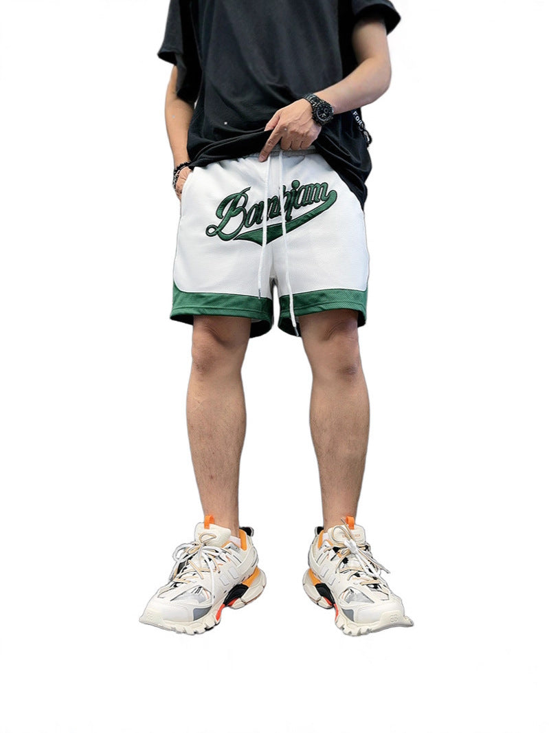 Trendy Brand Training Sports Pants Men's Summer American Loose Running Mesh Quick-Drying Sports Shorts Contrasting Color Summer Basketball Pants