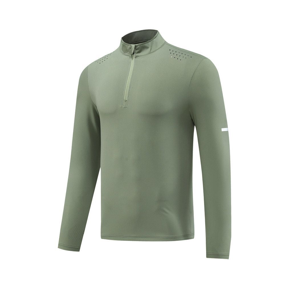 Autumn New Half-Zip Breathable Outdoor Leisure Sports Fitness Long-Sleeved Sports Quick-Drying Clothing Men's Long-Sleeved Tops